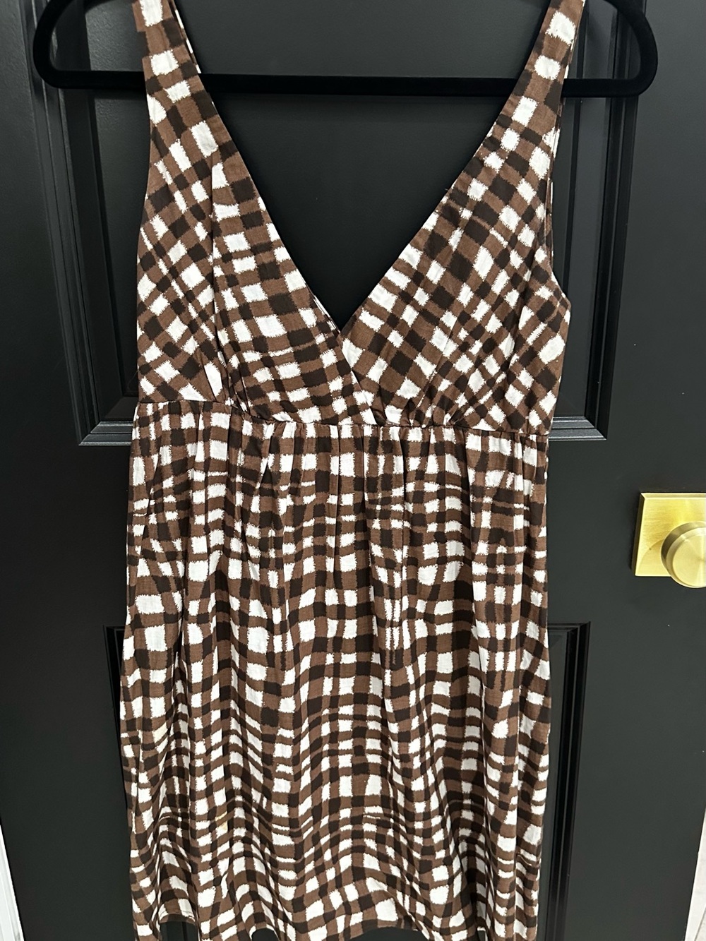 Old Navy Brown and White Check Swing Dress
